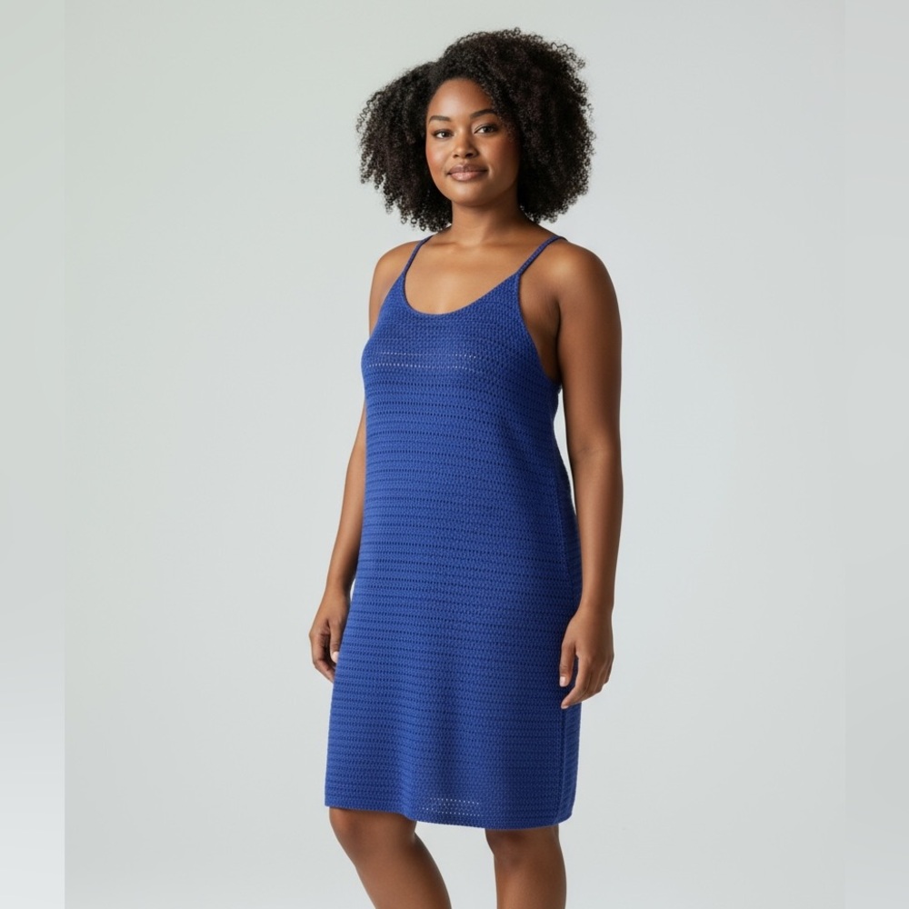 Banana Republic Royal Blue Halter Sweater Dress Cotton Stretch – Size XL
